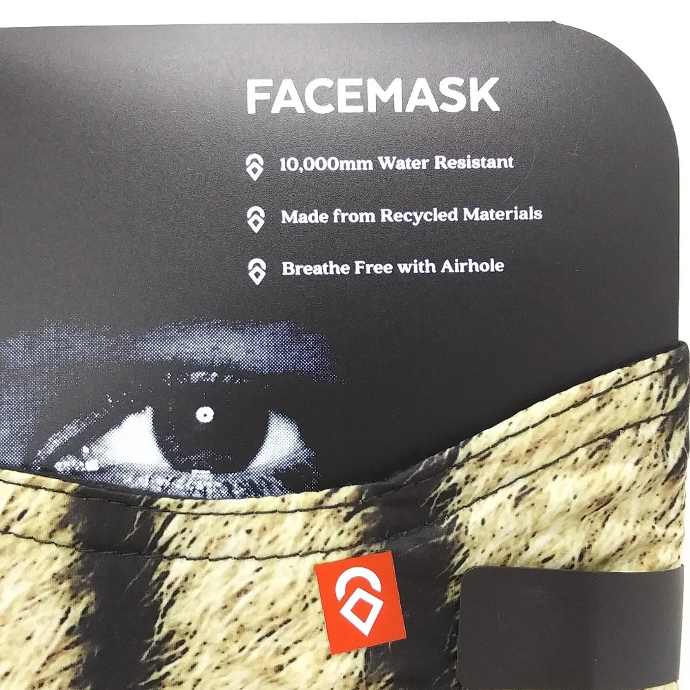 AIRHOLE Fur Pattern Smooth Poly Fleece Lined 2 Layer Mouth Hole Facemask NWT